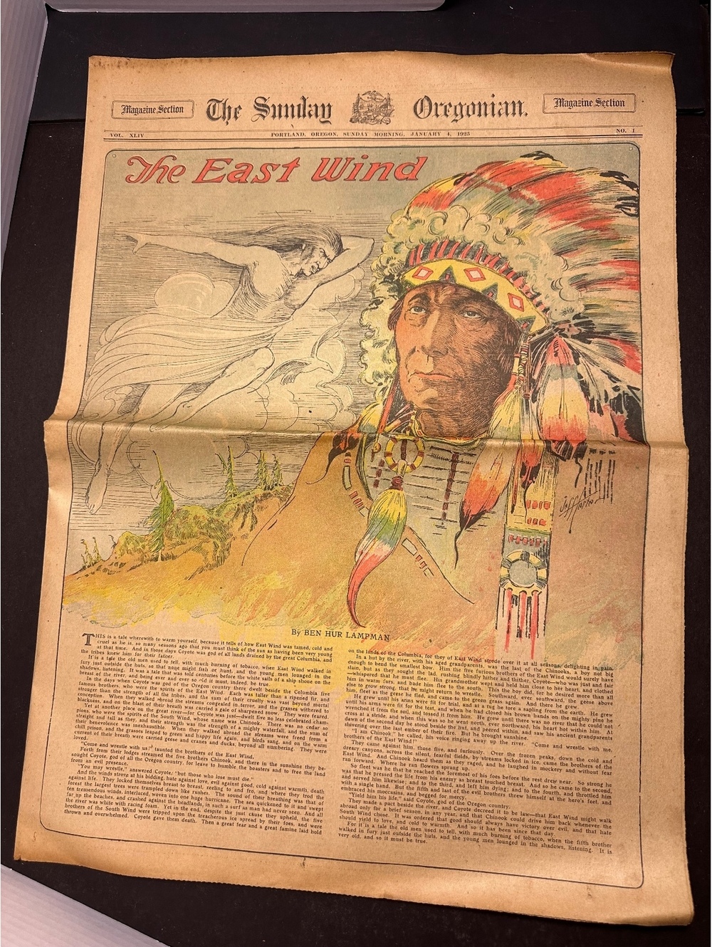 1925 Sunday Oregonian Magazine The East Wind Portland Oregon Antique Newspaper